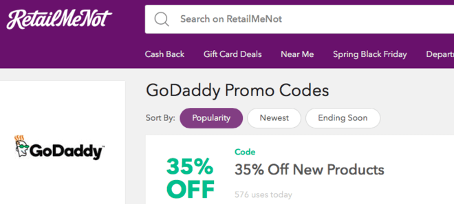 Retail Me Not Go Daddy Codes