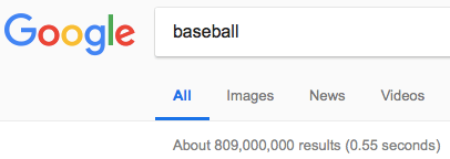 Google Search Result for Baseball