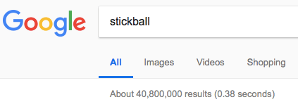 Google Search Result Page for Stickball