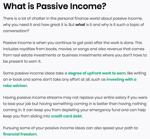 Definition of the phrase passive income on gray background.