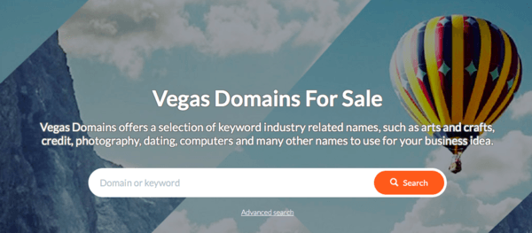 Vegas Domains For Sale with air balloon sky background.