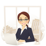 Business woman in office. Buyer persona concept. Vector Image.