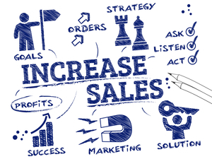 Chart with words "Increase Sales" icon. Buyer Persona concept.