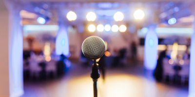 Microphone in a seminar room.